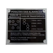 Placa / Plaqueta de Posições das alavancas Preta 4 marchas com  cambio clark  para Jeep Willys / Rural e F-75