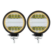 Kit 2 Farol De Milha Led Redondo 72w c/ Angel Eyes 12-24v Jeep Troller Rural F-75 Trator Agricola Suzuki Toyota Triton