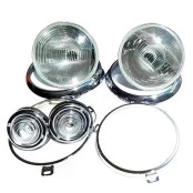 Kit Farol Jeep Willys CJ5 , Rural e  F-75 2 aros externos 2 aros internos 2 Farois originais Seal Beam e Lanternas Pisca