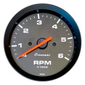 Contagiros Cronomac 60mm / 6RPM - Linha Street - Fundo Preto / Ponteiro Laranja - Universal