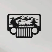 Quadro Decorativo Jeep Cor Preto Fosco Feito em Madeira