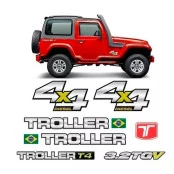 Kit Adesivos Troller T4 2013 e 2014  4x4 Diesel Emblemas Resinados (original