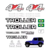 Jogo de Adesivos Troller 2005 4x4 Emblema Prata Dakar Completo