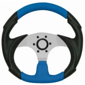 Volante Esportivo Preto com Azul com Cubo para todos os veículos Diâmetro 330mm