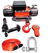 Guincho 12.000lbs Pro 4X Linha Profissional com Corda Naval Laranja de Alta Resistência e proteção U.V  + BRINDE