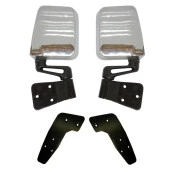 Retrovisor Cromado Modelo Wrangler para adaptação em Jeep Willys com Suporte e Espelho - O PAR