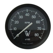Contagiros Cronomac Linha Especial Jeep Willys 85mm / 8RPM. Preto com Grafia Branca
