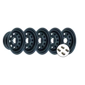 Kit 5 Rodas 16x8 6x139.7 Daytona Black Aço Estilo Mangels offset -30 Bandeirante Hilux S10 Triton L200 Engesa Troller