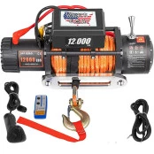 Guincho Elétrico 12.000lbs S-WINCH Cabo de Kevlar Laranja c/ 2 Controles