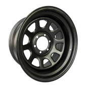 Roda 15x8 - 6 Furos de 139.7 off set -35 Daytona Black em Aço (Reforçada) Estilo Mangels Preto Fosco Eletrostático