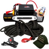 Guincho Elétrico Winch 12.000lbs / 5400 Kg. c/ Corda Naval Preta + Controle  p/ Jeep Rural F75 Troller Toyota Bandeirant