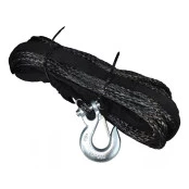 Cabo Sintético Kevlar com Gancho p/ Guincho 28mts 10mm 8.500lbs 12.000lbs 13.500lbs - Preto