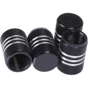 Tampa Valvula Bico Pneu Aluminio 4 Un. Universal Carro Moto - Preto