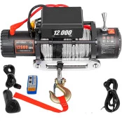 Guincho Elétrico 12000 lbs Cabo de Kevlar Cinza Winch c/ 2 Controles p/ Jeep Rural F75 Troller L200 Hilux Bandeirante