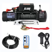 Guincho Elétrico 13.500lbs Cabo de Kevlar Preto 10 mm c/2 Controles p/ Jeep Rural F75 Troller L200 Hilux Bandeirantes