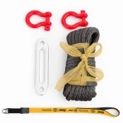 Kit com Cabo Sintético Kevlar Cinza + Guia para Cabos de Kevlar + Anilha (Manilha) de Aço 3/4 + Cordão Chaveiro e Boné