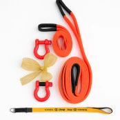 Kit com 2 Cintas Reboque Cor Laranja de 6 e 3 Metros + 2 Anilhas Anilha (Manilha) de Aço 3/4 + Cordão Chaveiro e Boné