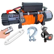 Guincho Elétrico 13.500lbs Cabo de Kevlar 10,9 mm Carbon U.S.A. c/ 2 Controles p/ Jeep Rural F75 Troller L200 Hilux Band