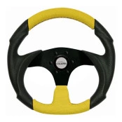 Volante Esportivo Preto com Amarelo com cubo para todos os veículos diâmetro 330 mm