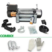 Combo - Guincho Elétrico Winch 9.000lbs Pró Line Linha Profissional + 2 Anilhas Rosqueáveis + Luva para Manutenção  GRÁT