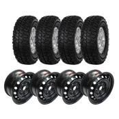 Combo: 4 Rodas de aço 17x8 6 furos de 139.7 + 4 Pneus 286/75 R16 Gt Radial Adventuro - Mud Terrain para Trilhas