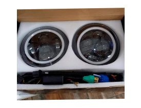 Farol de LED modelo Angel Eyes 40W / 12V - Ideal para Jeep Willys, Wrangler, Rural, F-75, Troller, Pode ser adaptado 