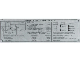 Placa / Plaqueta Militar para Jeep Willys, Rural e F-75 - 3 marchas - Cor Alumínio