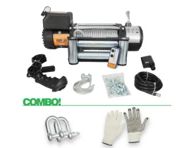 Combo - Guincho Elétrico Winch 9.000lbs Pró Line Linha Profissional + 2 Anilhas Rosqueáveis + Luva para Manutenção  GRÁT