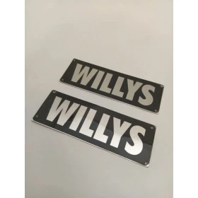 Par de Plaquetas de Metal  Willys, para Jeep Rural e F75