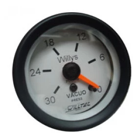 Relogio Indicador Medidor do Vacuometro Fundo Branco Ponteiro Laranja aro Preto para Jeep Willys