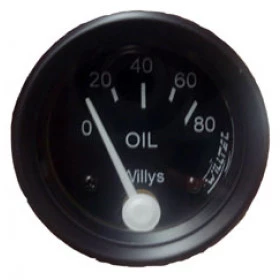 B- Relógio indicador medidor do óleo fundo preto ponteiro branco aro preto para Jeep Willys Cj2 / CJ3 / CJ5