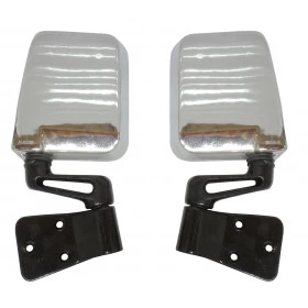 Retrovisor Cromado com Espelho Modelo Wrangler para adaptação em Jeep Willys - O PAR (Não Inclui o Suporte)