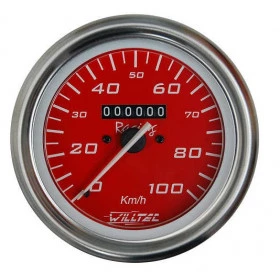 Velocímetro Mecânico100Km W1.0 ESPORTIVO  ø=85mm  Cabo=1 Vermelho  (W90.170R)