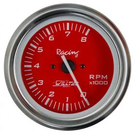 Contagiro, Tacômetro 8 CC INJ/CARB 8000 (ponteiro Vertical)  ø=85mm Vermelho (w40.434R)