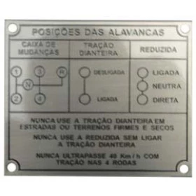 Plaqueta em inox de Identificação da posição das marchas Jeep willys 4M