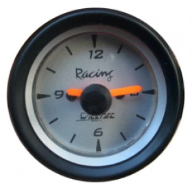 Relogio Marcador de Hora Fundo Aluminio, Ponteiro Laranja e Aro Preto