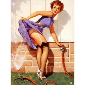 Quadros Decorativos Retro (Imagens Retro) - Tema: Pin-Up - Jardim - Ref: 7095/SA -