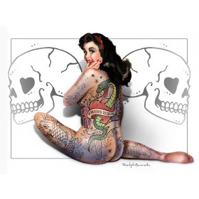 Quadros Decorativos Retro (Imagens Retro) - Tema: Pin-Up Tatuagens - Ref: 7060/SA