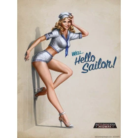 Quadros Decorativos Retro (Imagens Retro) - Tema: Pin-Up Marinheira - Ref: 7057/SA