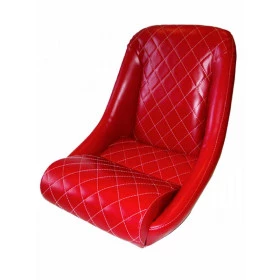Banco Estilo Retrô Fixo BA05 San Marino em Courvin Vermelho e Bordado Personalizado - Ideal para Roadster ou Spiders
