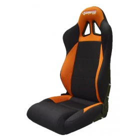 Banco esportivo Concha / Reclinável BA25 San Marino em Courvin Preto / Laranja - Adaptável em Todos os Veículos