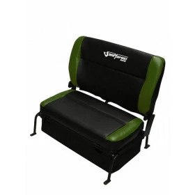 Banco Traseiro BA35 em Courvin Preto com Detalhe Verde Oliva / Militar para Jeep Willys c/ Caixa de ferramenta