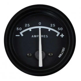 Relógio Amperímetro para Javali modelo original 60mm +/- 50a Fundo Preto, Grafia Branca, Ponteiro Branco