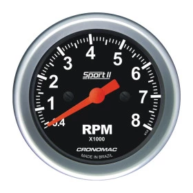 Contagiros 60mm Preto 8 Rpm 4 Cilindros Cronomac - Linha Sport ll
