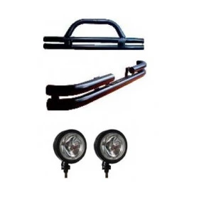 Combo Para-choque tubular 3 polegadas willys + Parachoque Traseiro Tubular 3 Polegadas + BRINDE 2- Farol de Milha