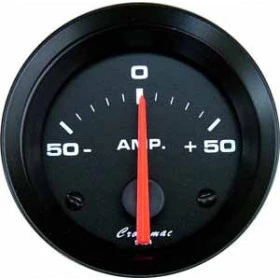 Amperímetro 52mm Cronomac Street Alternador Bateria 50 Amp.- Fundo Preto - Ponteiro Laranja