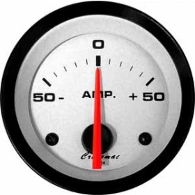 Amperímetro 52mm Cronomac Street Alternador Bateria 50 Amp.- Fundo Branco - Ponteiro Laranja