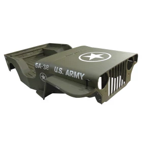 Carroceria em Fibra Jeep Willys CJ3 Verde Militar USA com Grade Modelo 1942 - Acompanha: Jogo de Adesivos Militar (pinta