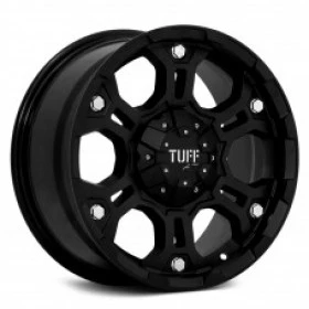 Jogo com 4 Rodas Tuff Wheel Black 16x8, 6 Furos de 139.7 para Toyota Hilux e Bandeirante até 1999,  Engesa  até 1995,  D