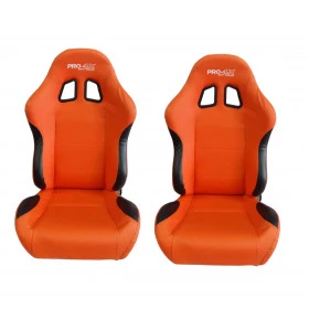 Par de Bancos Concha Reclinável Preto com Laranja ( unitário )  X1 Seat – AUS - Feito em Espuma Injetada - Acompanha tri